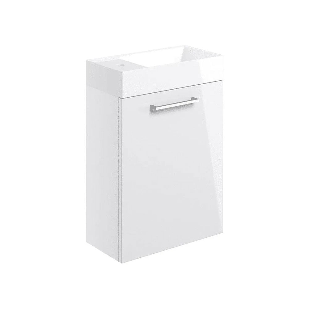 Deltar 410mm Wall Hung 1 Door Basin Unit with Basin, White Gloss image