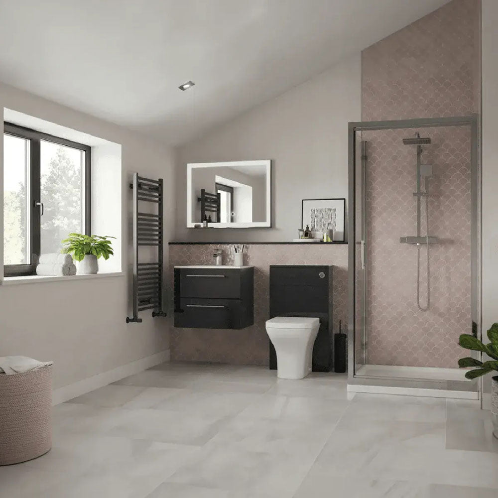 Deltar 510mm Wall Hung 2 Drawer Basin Unit with Basin, Anthracite  Gloss image 3