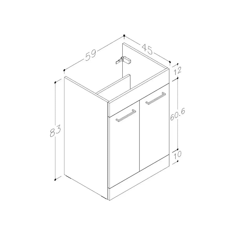 Deltar 610mm Floor Standing 2 Door Basin Unit with Basin, Grey Gloss image 3