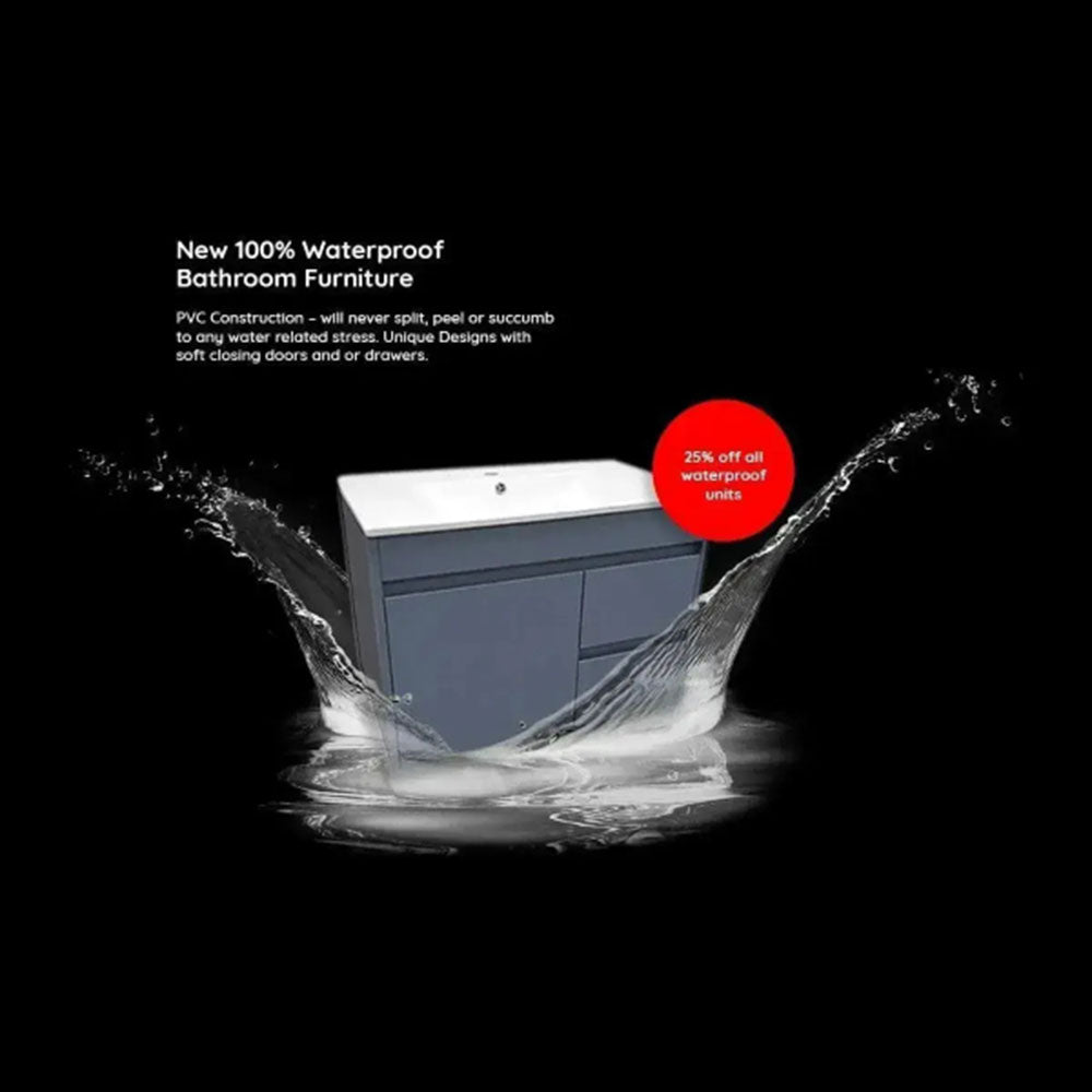 Deva Square Bath, Light Grey Vanity Unit, Bath,  Panels, Taps, Close Coupled Toilet and Basin image 9