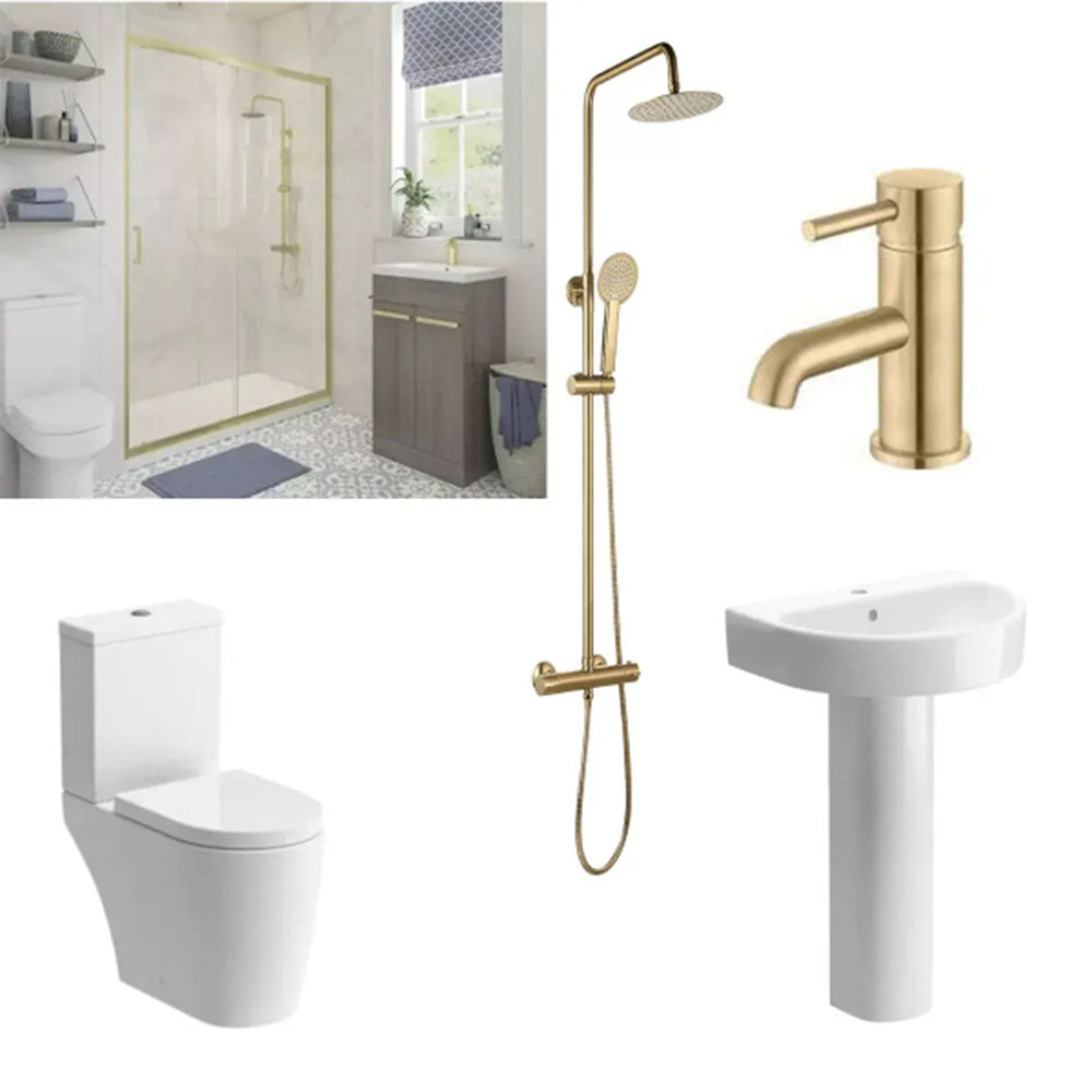 Elite Brushed Brass 1200mm Sliding Shower Door Suite image