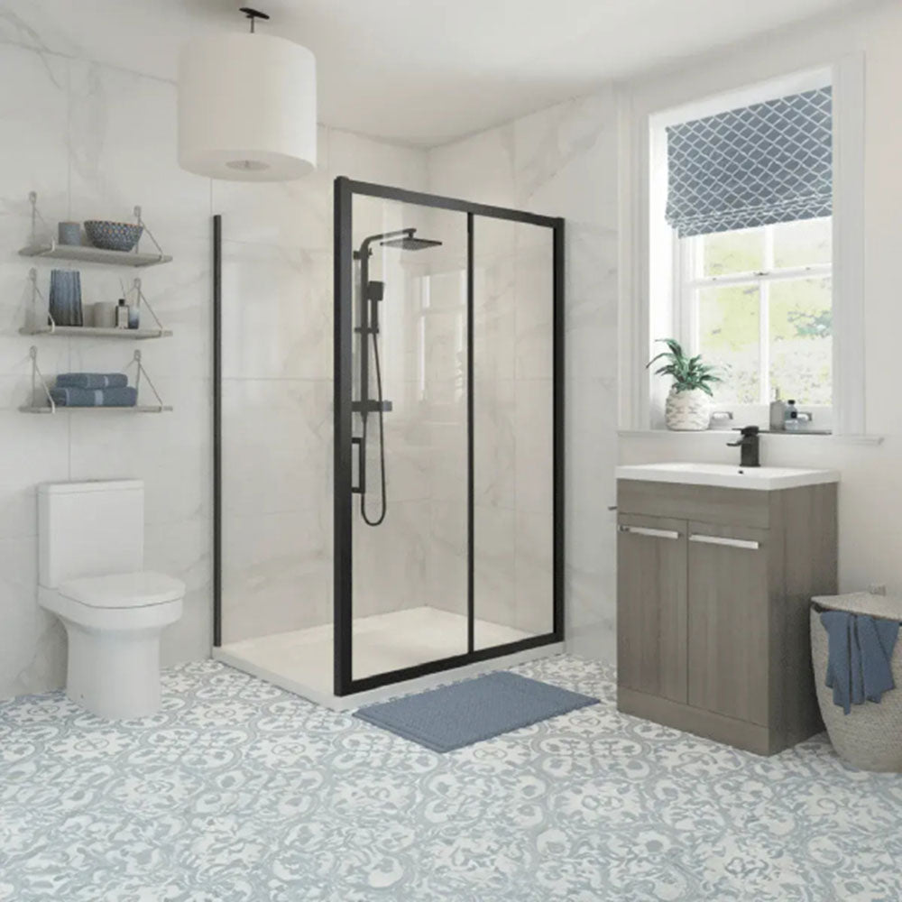 Elite Matt Black 1200mm Sliding Shower Door Shower Enclosure image
