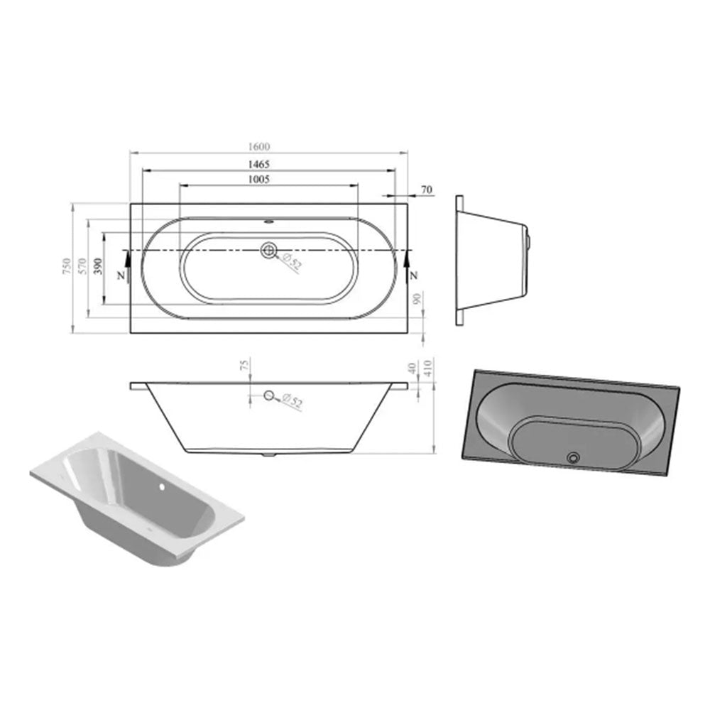 Emery Round Double Ended Bath - Various Sizes image 5