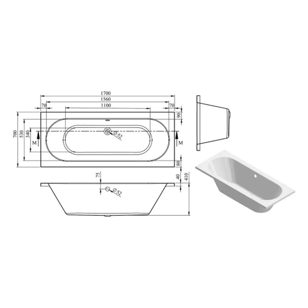 Emery Round Double Ended Bath - Various Sizes image 1