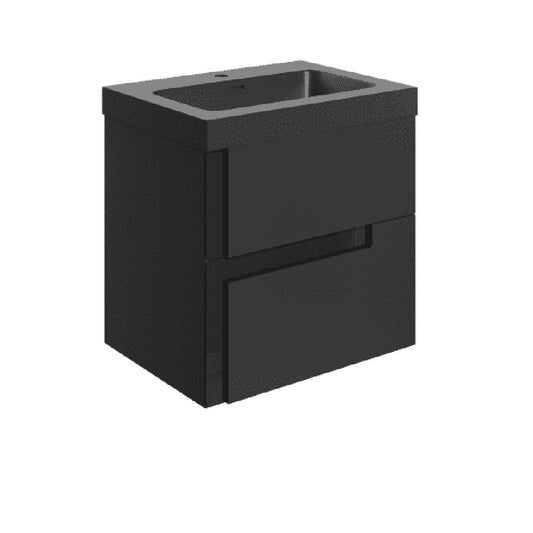 Form 605mm 2 Drawer Wall Hung Basin Unit, Matt Black image