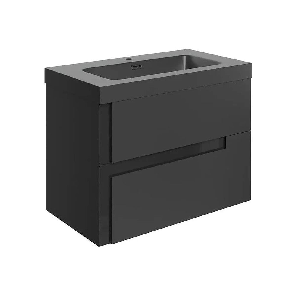 Form 805mm 2 Drawer Wall Hung Basin Unit, Matt Black image