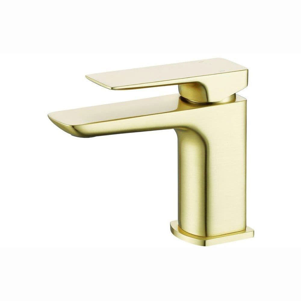 Genoa Mono Cloakroom Basin Tap, Brushed Brass, Modern Lever Style image
