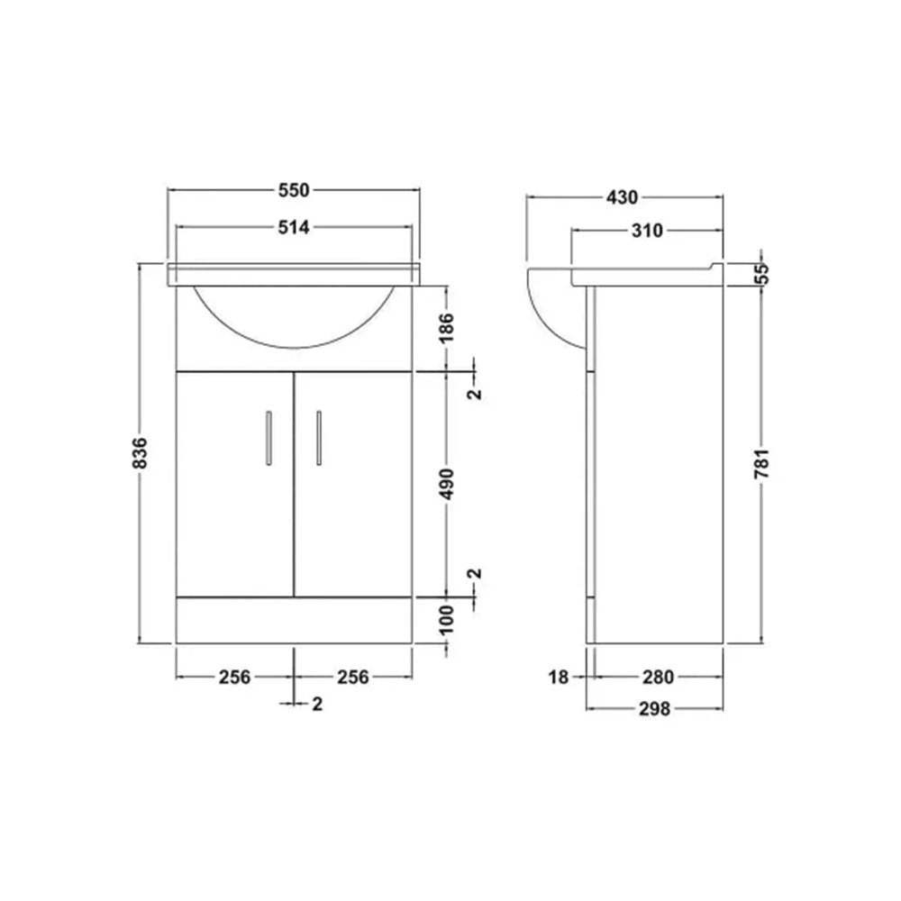 Granada Bathroom Suite with Bath, 2 Tap Hole Basin Unit, Taps and Toilet image 13