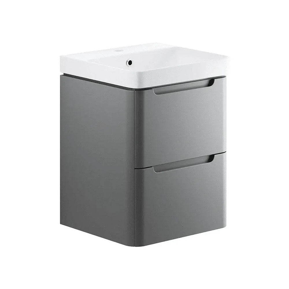 Libras 500 2 Drawer Wall Hung Cloakroom Basin Unit, Matt Grey image