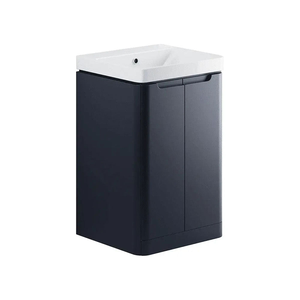 Libras 600 2 Door Floor Standing Cloakroom Basin Unit, Matt Indigo