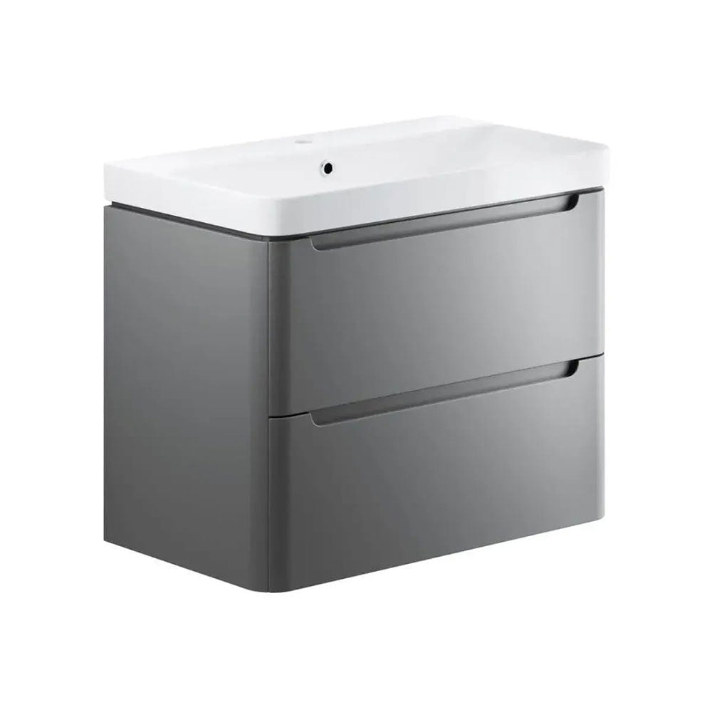 Libras 800 2 Drawer Wall Hung Basin Unit, Matt Grey image