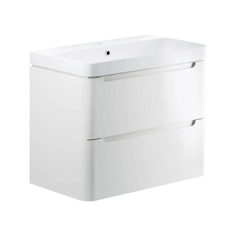 Libras 800 2 Drawer Wall Hung Basin Unit, White Gloss image