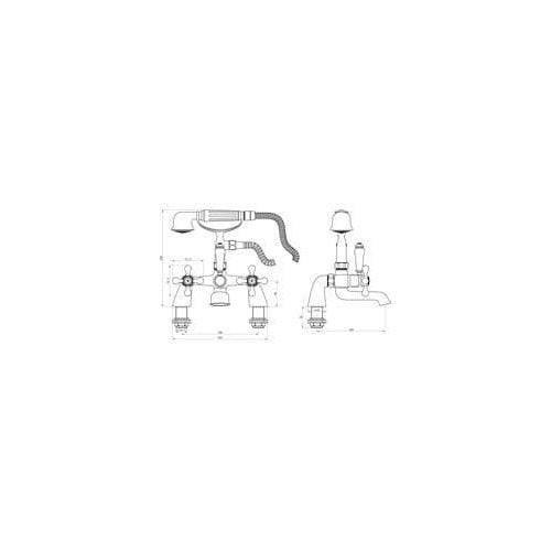 Modox Bath/Shower Mixer Tap, Chrome, Traditional Cross Top Style