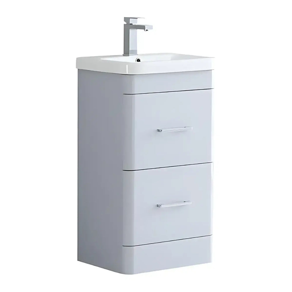 Narvik Waterproof 600mm Curved 2 Drawer Vanity Unit Light Grey 5