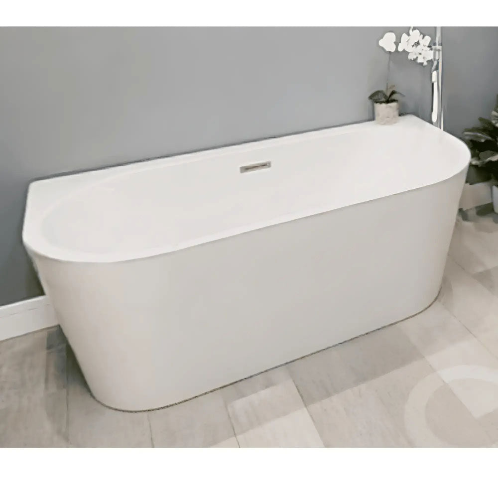 Orion Back to Wall Freestanding Bath 1500 x 750mm with Optional Colour Waste image