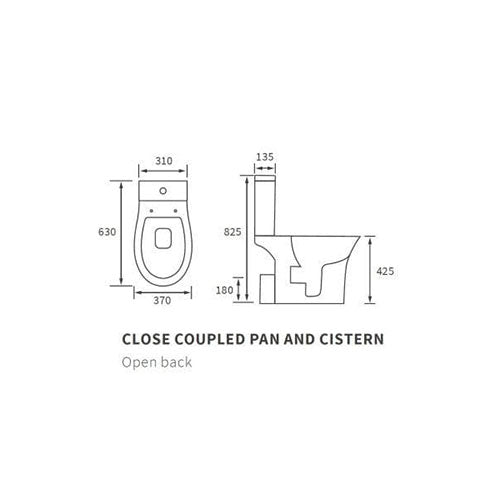 Parum, Rimless Close Coupled Toilet with Soft Close Seat, Open Back image 1