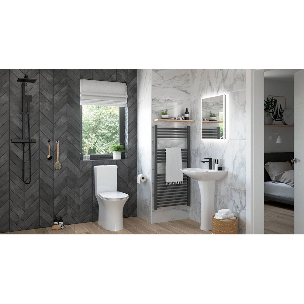 Parum, Rimless Close Coupled Toilet with Soft Close Seat, Open Back image 2