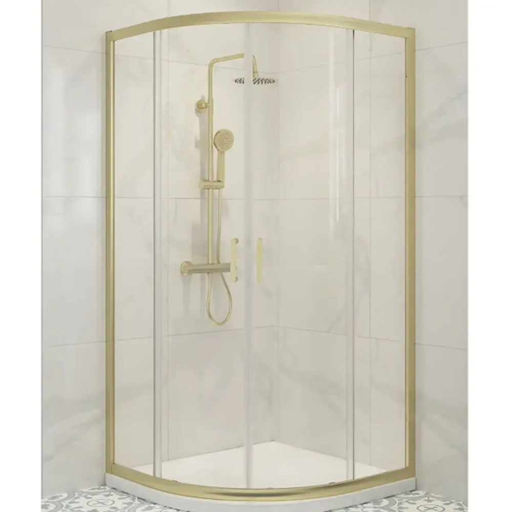 Pesco Brushed Brass 800mm Quadrant Shower Suite image 1