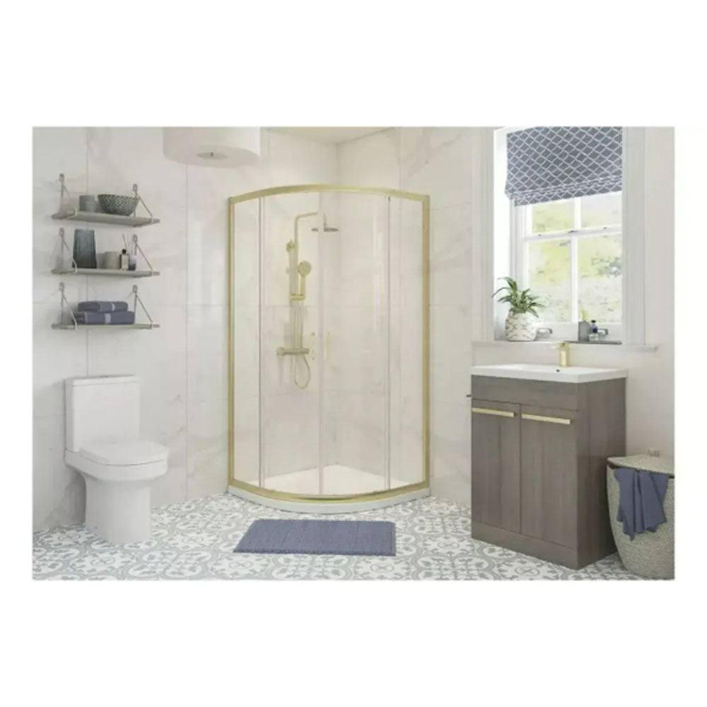 Pesco Brushed Brass 800mm Quadrant Shower Suite image 3