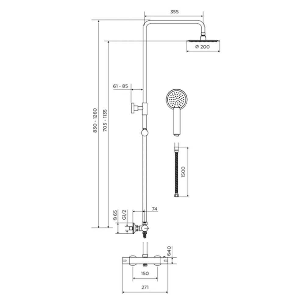 Pesco Brushed Brass 900mm Quadrant Shower Suite image 10