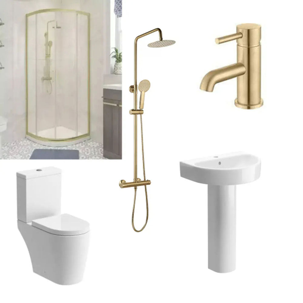 Pesco Brushed Brass 900mm Quadrant Shower Suite image