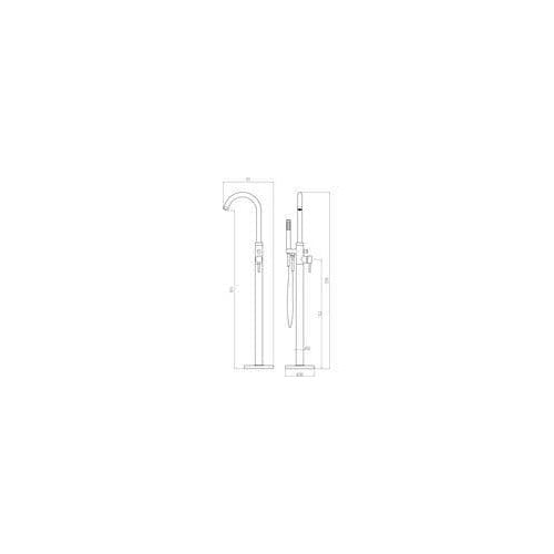 Pesco Floor Standing Bath/Shower Mixer Tap, Brushed Brass, Modern Lever Style