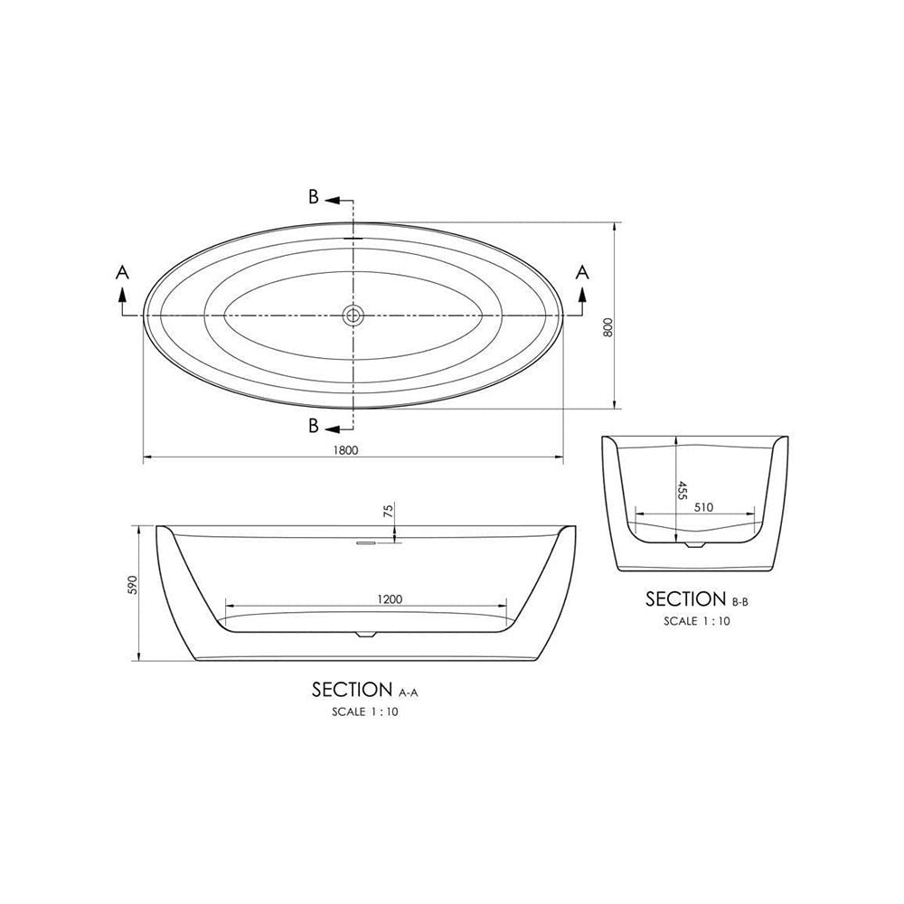 Sanford 1800 x 800mm Freestanding Bath image 2