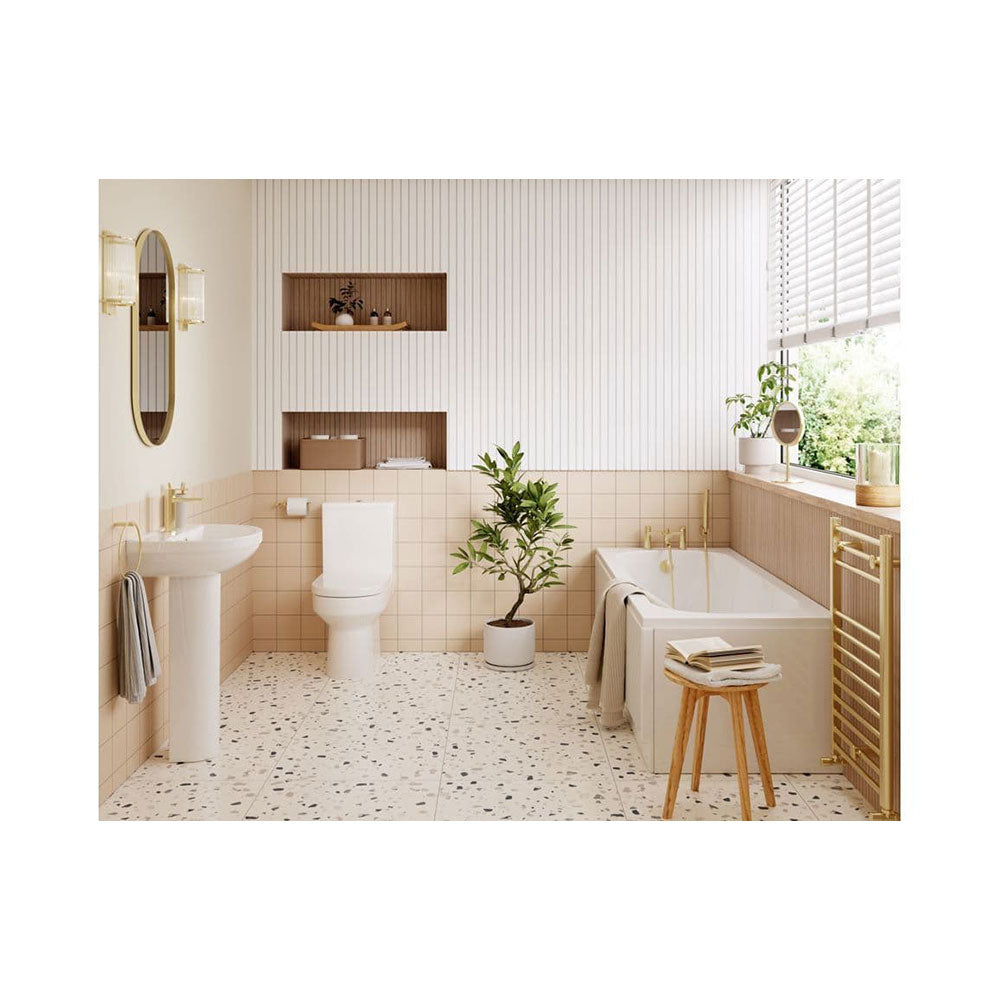 Serpens Brushed Brass Full Bathroom Suite with Taps and Waste image 1