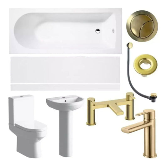 Serpens Brushed Brass Full Bathroom Suite with Taps and Waste image