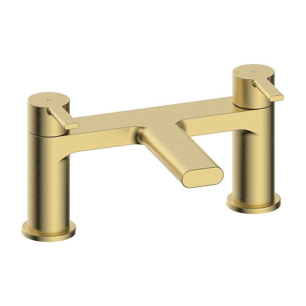 Serpens Brushed Brass Full Bathroom Suite with, Taps, Bath Screen and Dual Shower image 2