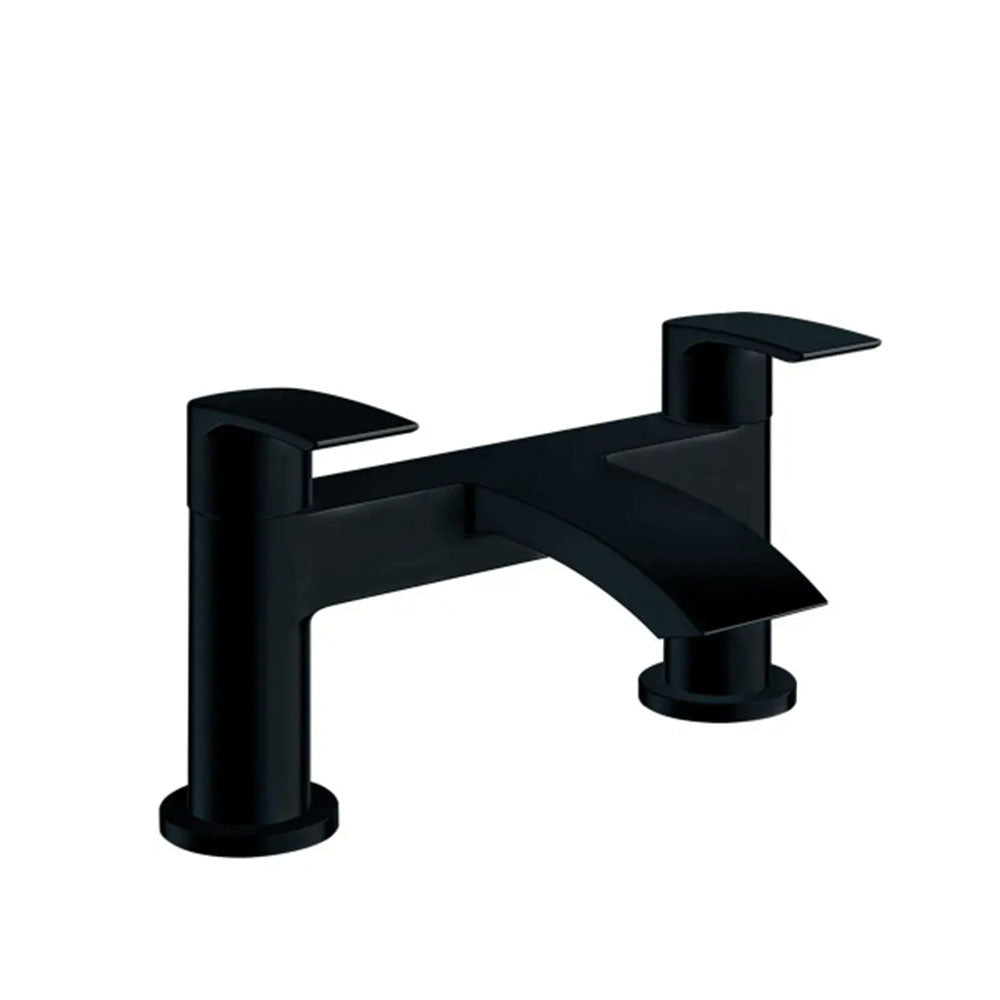 Serpens Vanity Unit Bathroom Suite with 1650x700mm Bath, Matt Black Screen and Dual Shower image 7