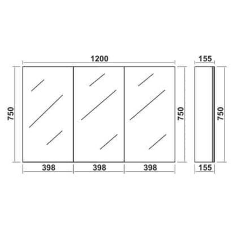 Stockholm Waterproof 1200mm Mirrored Cabinet White 2
