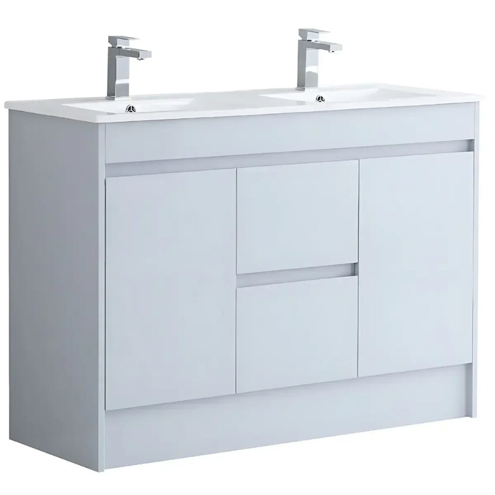 Stockholm Waterproof 1220mm Double Bowl Vanity Unit Light Grey 7