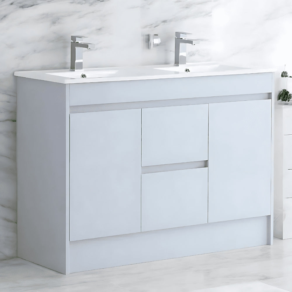 Stockholm Waterproof 1220mm Double Bowl Vanity Unit Light Grey 1