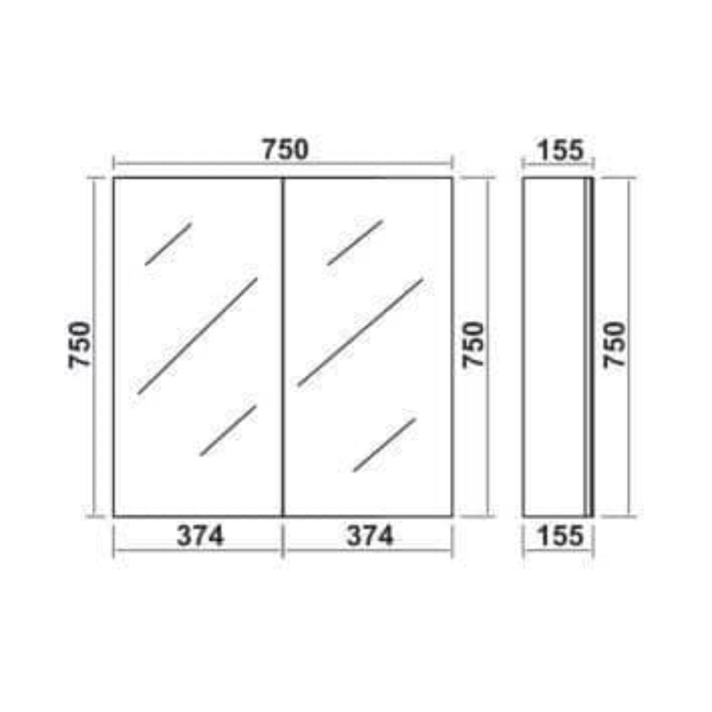Stockholm Waterproof 750mm Mirror Cabinet White 3