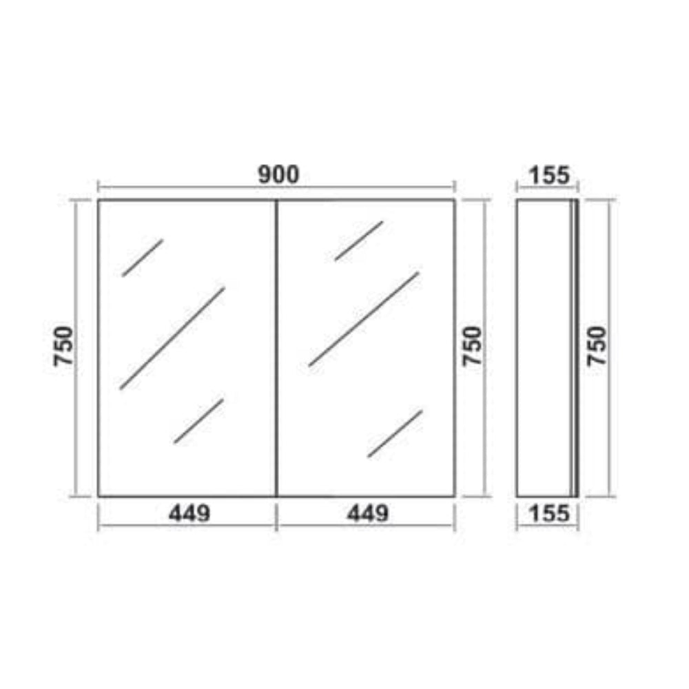 Stockholm Waterproof 900mm Mirrored Bathroom Cabinet White 2