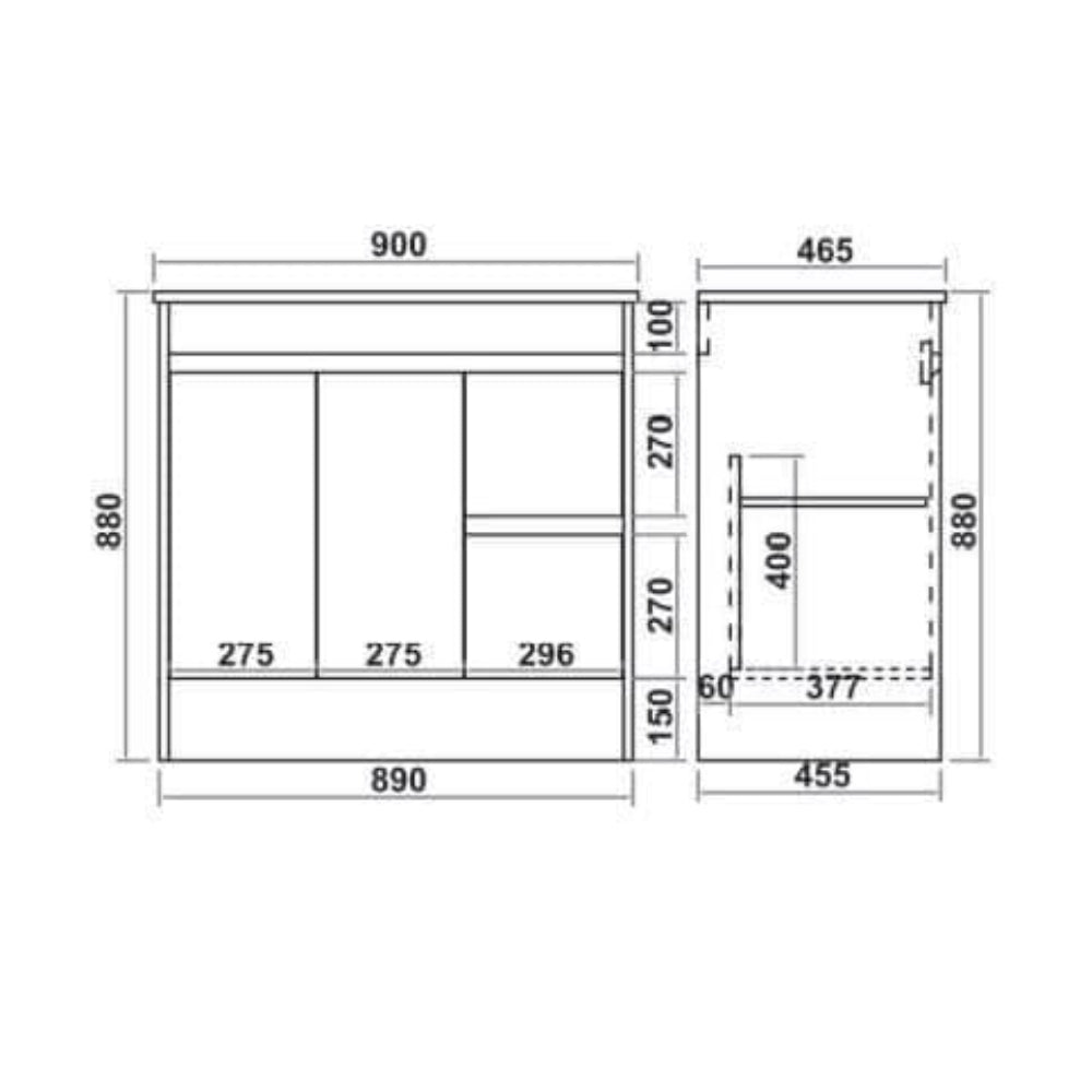 Stockholm Waterproof 900mm Vanity Unit White 2