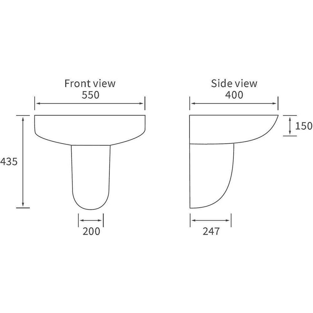 Tengri 550mm Basin With Semi Pedestal image 1