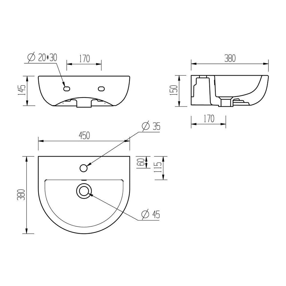 Tengri Cloakroom Basin With Black Bottle Trap image 2