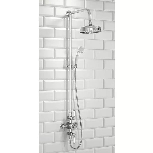 Traditional Exposed Twin Outlet Shower with Shower Head and Riser Kit image