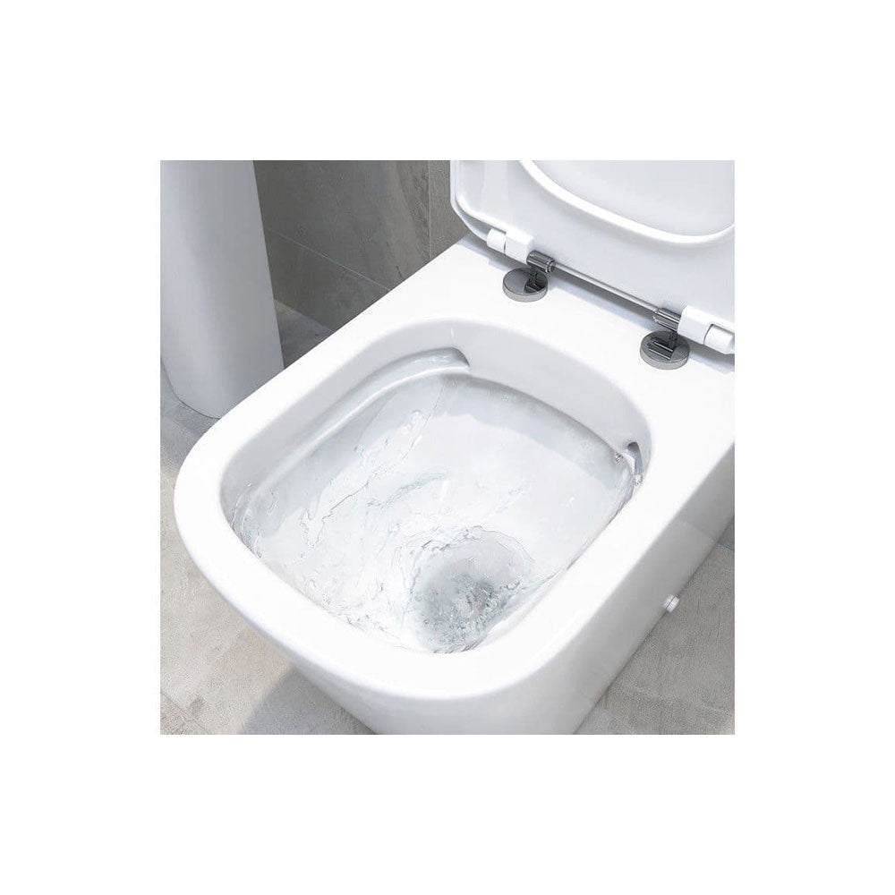 Vegar Rimless Close Coupled Toilet, Rimless, Short Projection, Open Back image 1