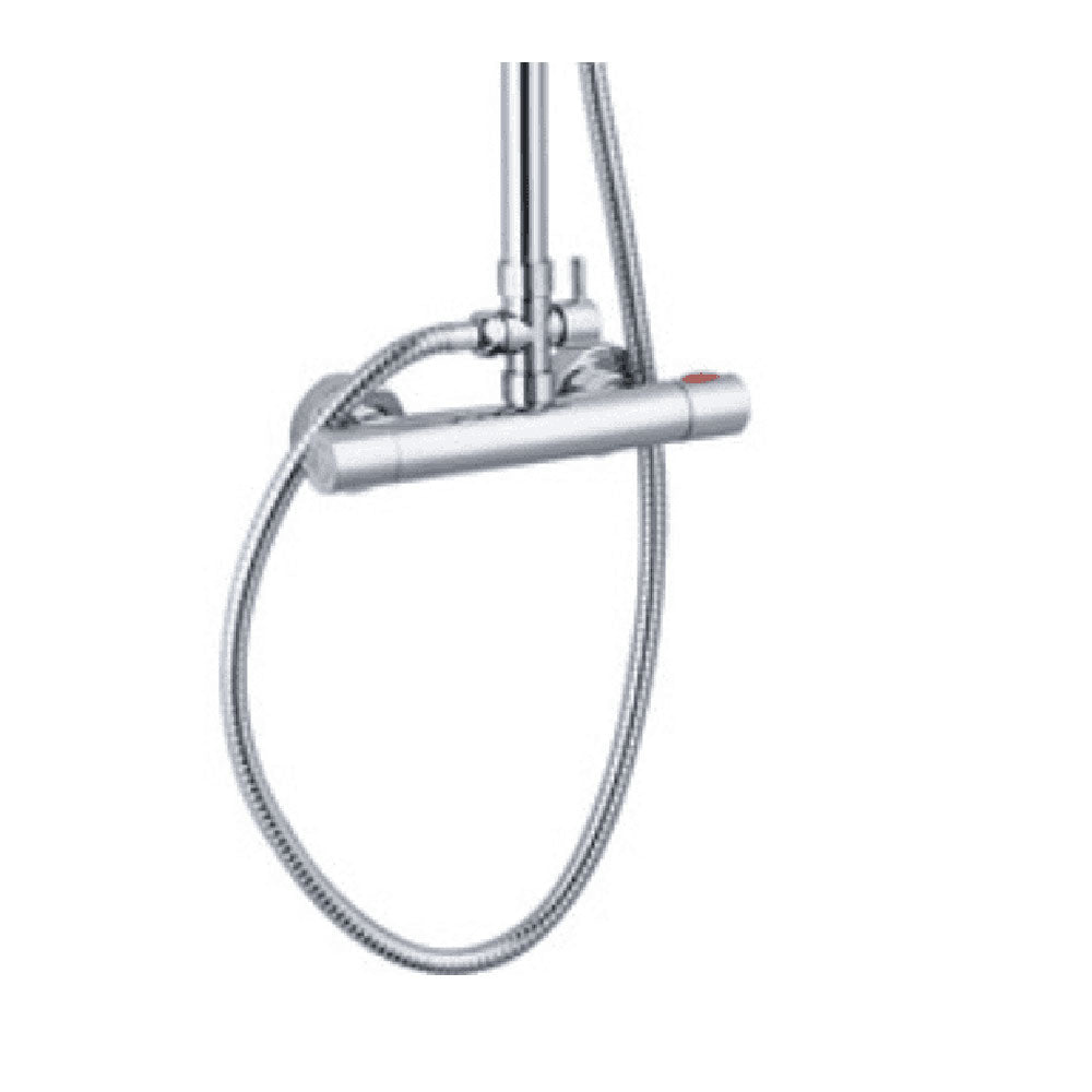 Velone Thermostatic Bar Mixer with Round Handset and Overhead Shower image 2