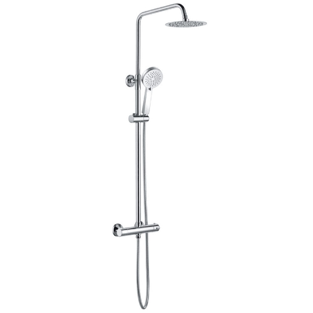 Velone Thermostatic Bar Mixer with Round Handset and Overhead Shower image