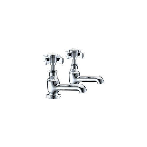 Victor Basin Taps, Chrome, Traditional Cross Top