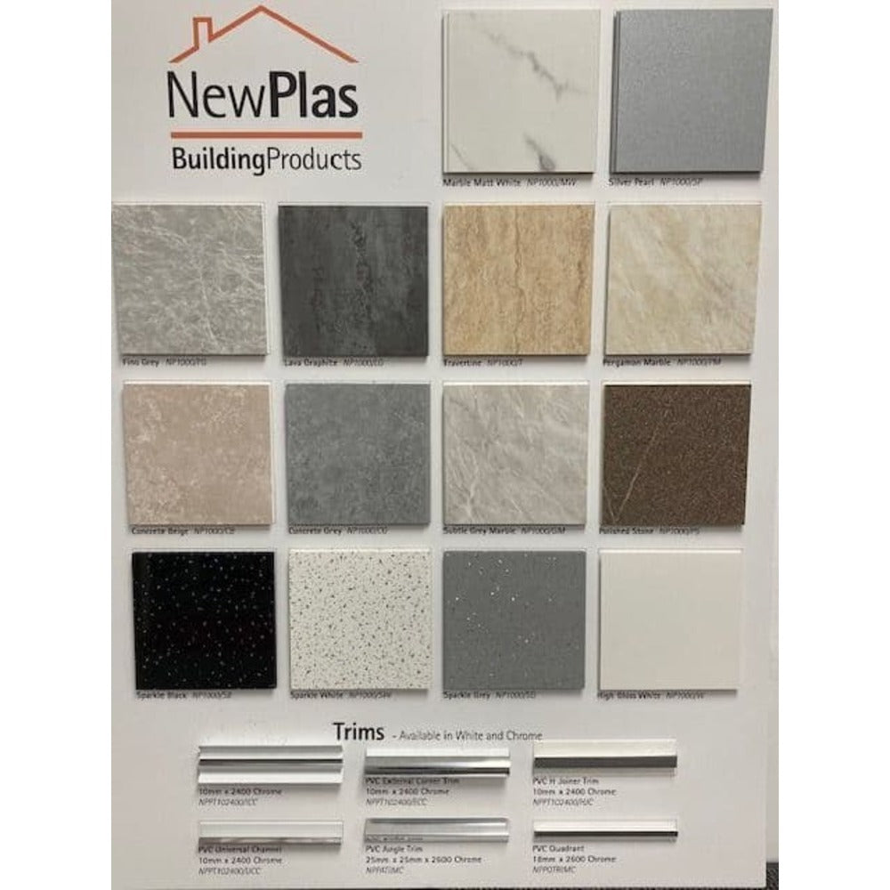 Wet Wall PVC Shower Panels - 1000mm Wide - Subtle Grey Marble  1